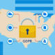 US map with GDPR lock