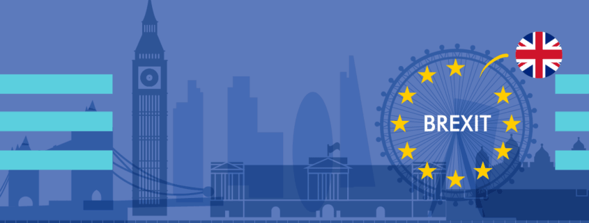 Background image of London with BREXIT text