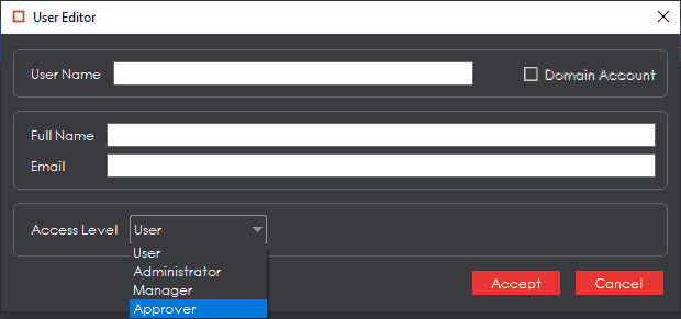 Screenshot of user editor in GV tools