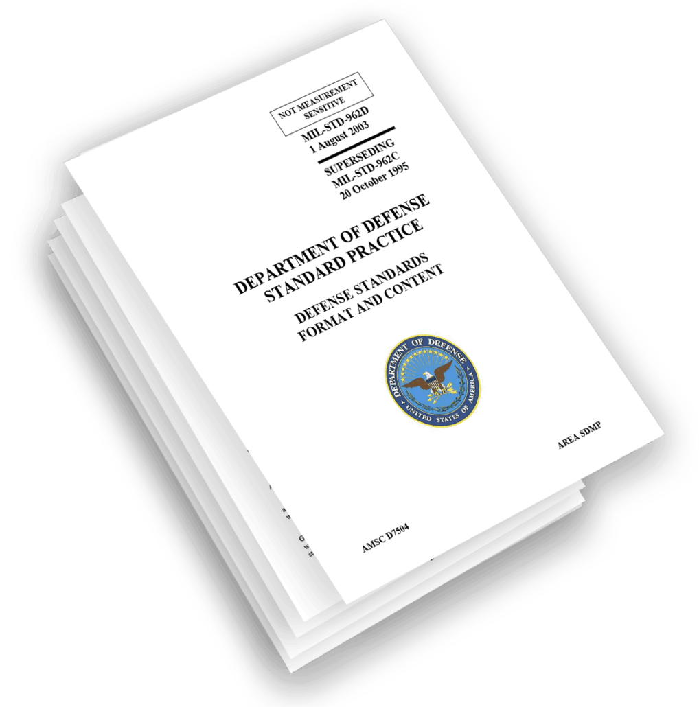 The cover page of the Defense Standards Format and Content